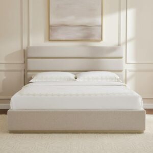 Amara Super King-Sized Bed, Grey & Champagne Gold - 200x200 cm