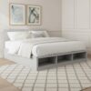 Naqi King-Sized Bed with Storage, Grey & White - 180x200 cm
