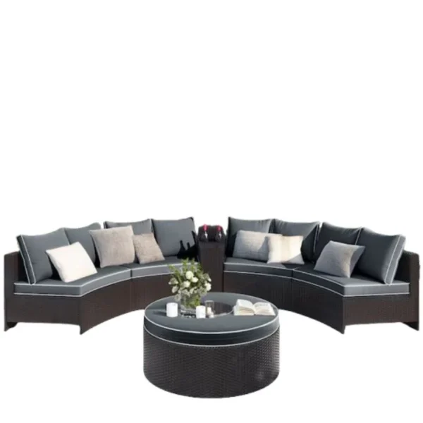 Contemporary Curve Rattan Patio Set