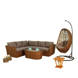 L Shape sofa 5 seater with Table & Hanging Swing