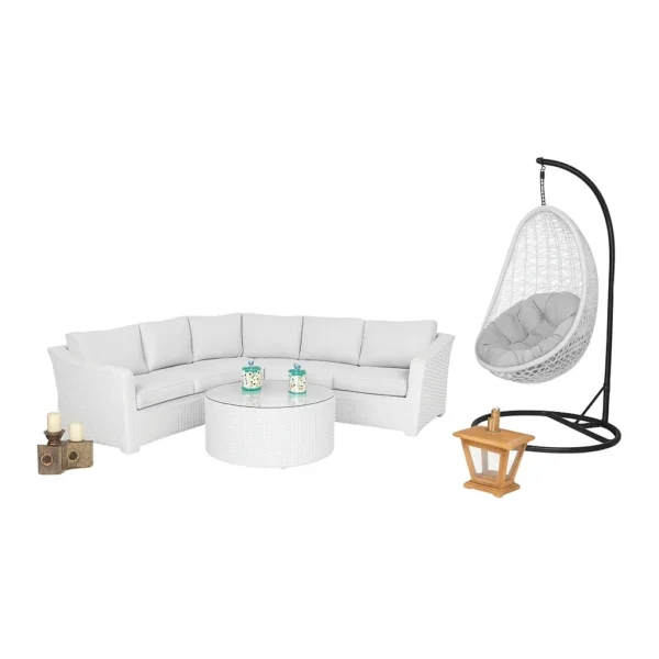 L Shape sofa 5 seater with Table & Hanging Swing