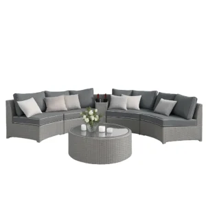 Contemporary Curve Rattan Patio Set