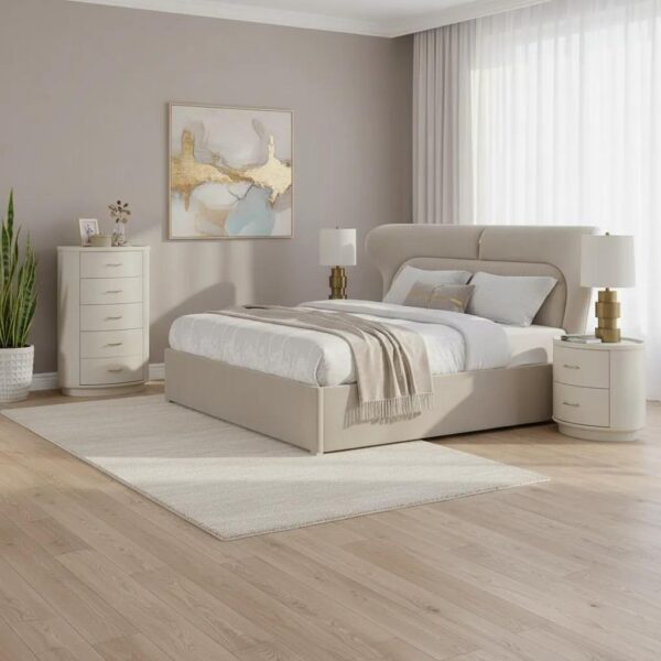 Selena 4-Piece Super King-Sized Bed Set, Beige & Gold- 200x200cm
