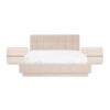 Summer King-Sized Bed with Storage & 2 Nightstands, Beige - 180x200cm