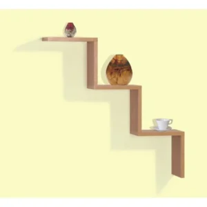Stair Shaped Floating Shelf Wall Mounted Brown